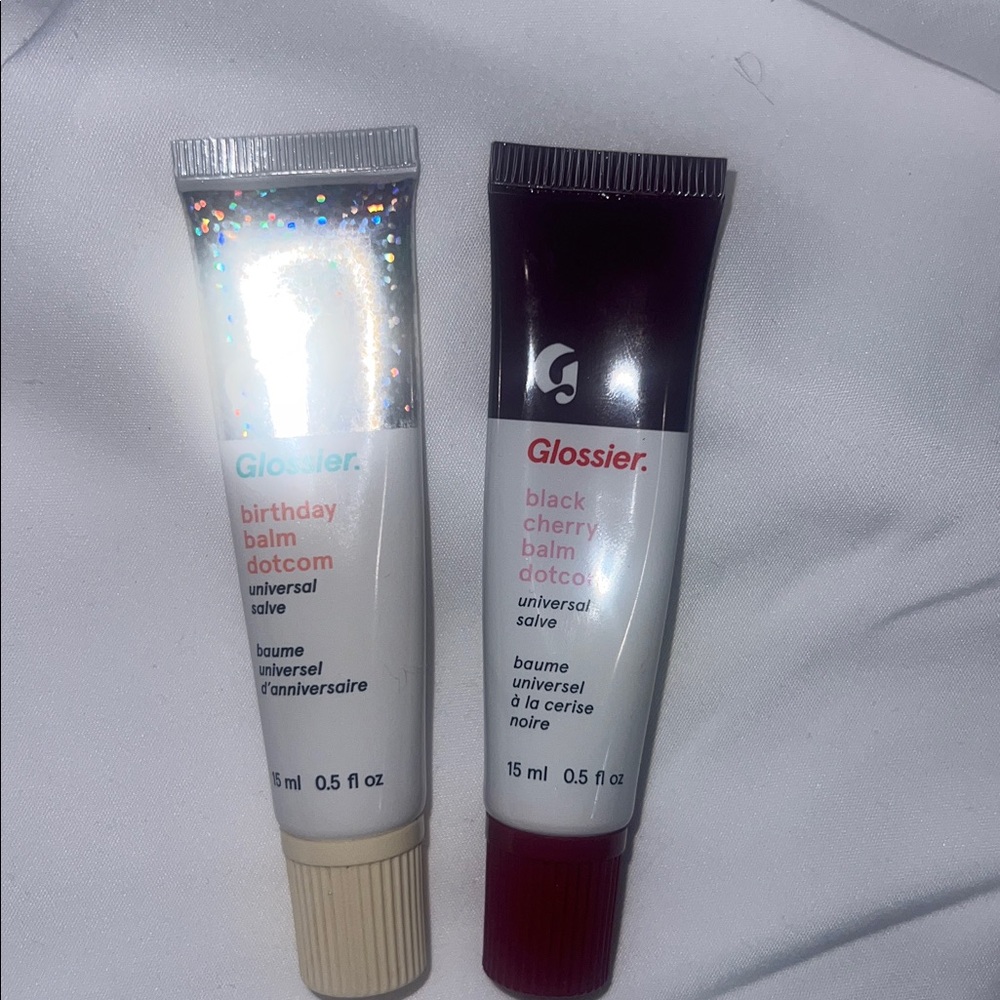 Glossier Balm Dotcom Duo - birthday balm & black cherry lip gloss set